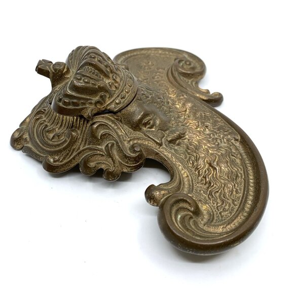 Edwardian Brass Inkwell Rex 1911 Ornate Antique Desk Accessory New Orleans - Picture 8 of 15